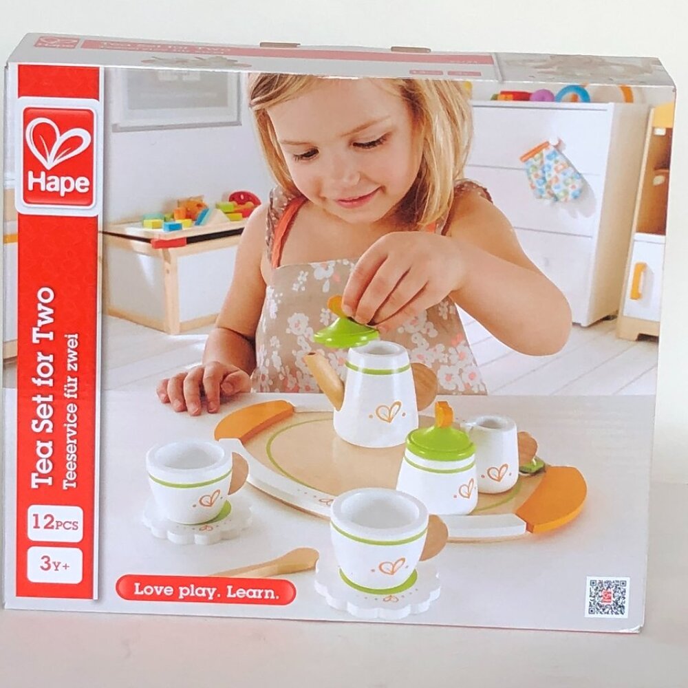 New in Box Hape Wooden Play Tea Set for Two Kitchen toy🍵 3+